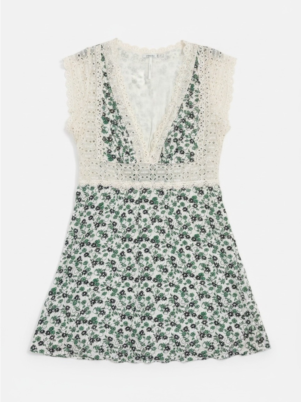 Free People Eyelet Ivory Lace Mini Dress Floral Size 4‎